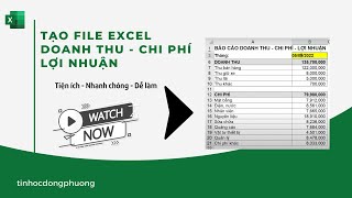 Hướng dẫn Tạo File Excel Quản Lý Doanh Thu  Chi Phí  Lợi Nhuận đơn giản dễ làm [upl. by Paulie493]