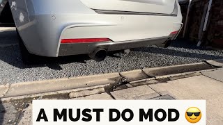 BMW 330d f31 custom exhaust and down pipewhat a transformation [upl. by Nidia27]