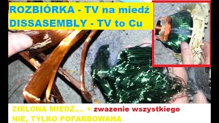 Demontaż rozbiórka złomu  Kineskopowa cewka odchylająca z telewizoraklasyczna i zielona miedź [upl. by Eloc]