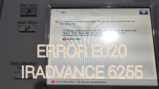 ERROR E020 IR ADVANCE 6255 [upl. by Staw]