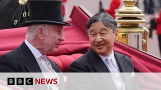 King Charles Queen Camillia and Prince William greet Japans Emperor Naruhito  BBC News [upl. by Netsrek]