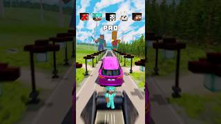 NOOB vs PRO vs HACKER vs HEROBRINE Car Jump Challenge 13 😂 🚗 shorts beamngdrive [upl. by Canute]