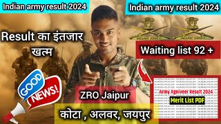 Army Agniveer Result 2024 indian Army final 2024 Result Indian Army Result ARO Jaipur alwar Kota [upl. by Pris792]