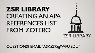 Creating an APA Reference List from Zotero [upl. by Alledi]