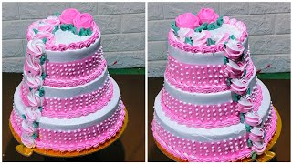 3 tier cake design  3 step cake decoration  3 story wedding cake design [upl. by Dlaner]