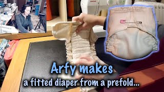 Arfy makes a fitted diaper from a prefold [upl. by Anahtor]