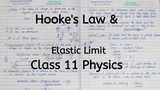 Hookes Law  Elastic Limit  Chapter 8  Mechanical Properties of Solids  Class 11 Physics [upl. by Lundell]