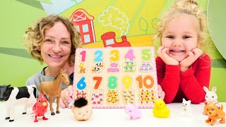 Englisch lernen mit Nicole Wir zählen auf Englisch bis 10 Spielzeug Video für Kinder [upl. by Strickland]