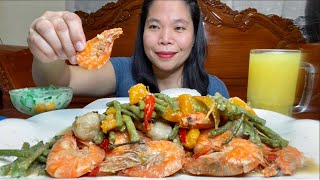 GINATAANG HIPON KALABASA AT SITAW  FILIPINO FOOD MUKBANG [upl. by Nehgem]