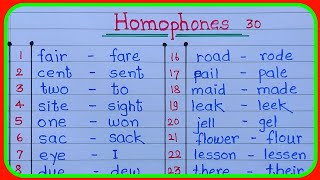 homophones 30 homophones homophones words 30homophones in english homophones examples [upl. by Wagshul]