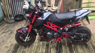 Highly modified Benelli tnt 125  155cc walk around  cold start [upl. by Etna780]