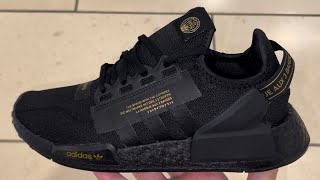 Adidas NMD R1 V2 Black Gold Metallic Running Shoes [upl. by Nerval]