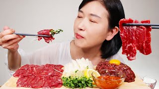 ASMR 쫀득쫀득 육회육사시미 먹방 리얼사운드 RAW BEEF TARTARE MUKBANG EATING SHOW [upl. by Essirahs232]