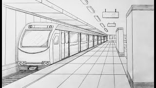 How to draw a subway train in one point perspective [upl. by Garlan]