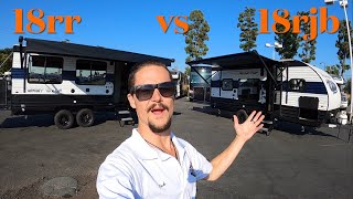 Grey wolf 18rr vs Wolf pup 18rjb two small toy hauler campers by Cherokee Forest River [upl. by Eiggem]