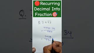 Recurring Decimal Into Fractionmaths tricks by satya pal sir mathsshorts shortvideo maths [upl. by Gitlow]