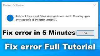 ✅ Radeon Softwares and Drivers not match error fix  Full Tutorial  updating to the latest version [upl. by Scales801]