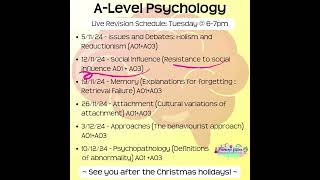 Cheap Live Tutoring for ALevel Psychology [upl. by Nylatsirhc]