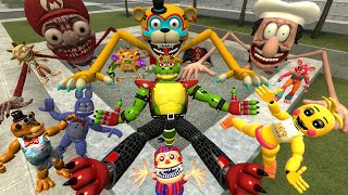 DESTROY ALL FNAF Security Breach amp NEW Glamrock Freddy ANIMATRONICS INTO STATUES ON GMOD [upl. by Bremen896]