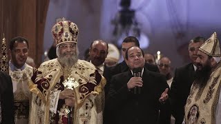 Egypt President ElSisi joins Coptic Orthodox Christians at Christmas Eve mass [upl. by Apollo]