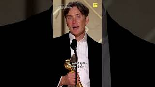 Cillian Murphy Accepts His Golden Globe For Best Actor In a Drama Film shorts [upl. by Anillek392]