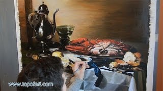 Art Reproduction Pieter Claesz  Still Life with Lobster HandPainted Oil Painting [upl. by Marba]