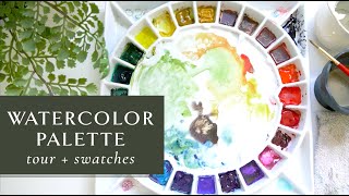 Whats in my Large Watercolor Palette and Swatches [upl. by Annaigroeg]