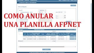 Como anular una planilla AFPNET 2020 [upl. by Aitselec94]