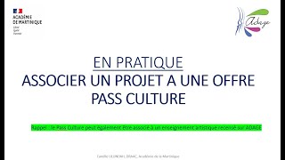 Utiliser ADAGE  associer une offre pass culture à un projet [upl. by Dobson]