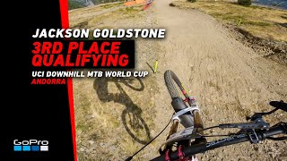 GoPro Jackson Goldstone 3rd Place Qualifying in ANDORRA  2023 UCI Downhill MTB World Cup [upl. by Base]