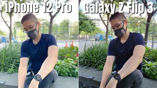 Samsung Galaxy Z Flip 3 vs iPhone 12 Pro Camera Comparison [upl. by Weitman688]