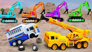 Bridge Construction Vehicles Concrete Road Roller Fire TruckTrainTransporting Cars 5 [upl. by Clarkin]