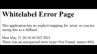 Resolve Whitelabel Error PageSPRING BOOT [upl. by Aivle]