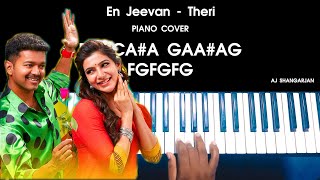 En Jeevan  Theri Song Piano Cover With NOTES  AJ Shangarjan [upl. by Craven]