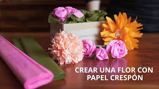 Crear una flor con papel crespón [upl. by Bethezel]