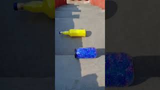 Blue vs Yellow Breaking glass bottles crushing soft things shorts asmr satisfying [upl. by Spense879]