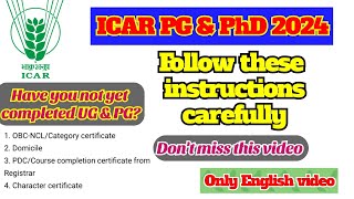 ICAR PG amp PhD counselling amp choice filling 2024  Follow these instructions carefully [upl. by Petr]