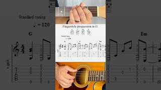 Perfect simple fingerstyle practice Basic chords GCEmD in a fingerpicking progression [upl. by Jethro]