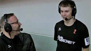 HaSpo Bayreuth Dirk Feustel mit Anton Beck nach dem 3LigaSpiel gegen den Northeimer HC [upl. by Ayerhs]