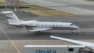 A Gulfstream G450 landing and taxiing [upl. by Ahsinot]