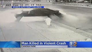 Violent Fatal Crash In Canoga Park Caught On Video [upl. by Eirena]