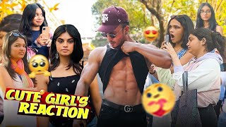 Cute Girls reaction on shirtless bodybuilder 😱😂 Mumbai [upl. by Yael]