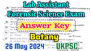 Lab Assistant Botany Forensic Science Exam  Answer Key  UKPSC [upl. by Fair]