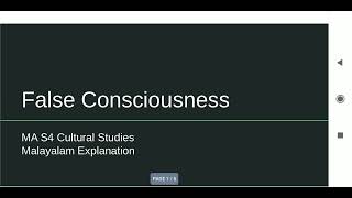 False Consciousness MA S4 Cultural Studies Malayalam Explanation [upl. by Enisaj]