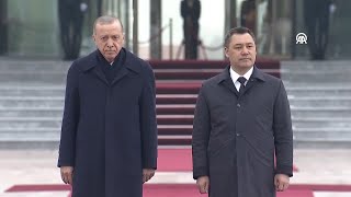 President Erdogan welcomed with an official ceremony in Kyrgyzstan [upl. by Netnerb]