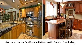 Awesome Honey Oak Kitchen Cabinets with Granite Countertops [upl. by Krebs]