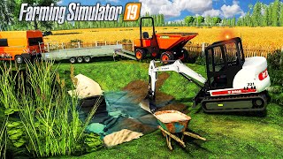 Curage de létang dans un Jardin Farming Simulator 19 PAYSAGISTE [upl. by Blount547]