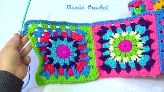 BUFANDA TEJIDA A CROCHET CON CUADROS GRANNY  Granny square Long scarf [upl. by Esnofla]