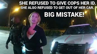 DUI Arrest Drunk Entitled Woman Refuses to Exit Car Or Provide ID [upl. by Enenaej591]