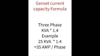 Genset current capacity formula [upl. by Imeon]